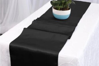 Budget Outdoor Party Hire Black Satin Table Runner