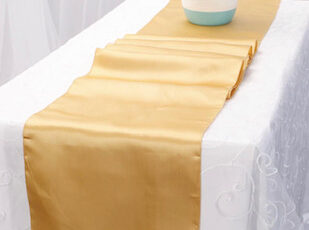 Budget Outdoor Party Hire Gold Satin Table Runner
